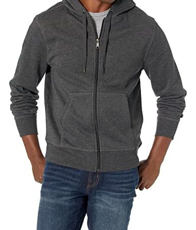 Amazon Essentials Full-Zip Hooded Fleece Sweatshirt Felpa, Grigio (Charcoal Heather), X-Large