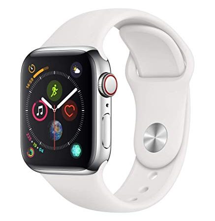 Apple Watch Series 4 40mm (GPS + Cellular) - Cassa In Acciaio Inossidabile Color Argento Con Bianco Cinturino Sport (Ricondizionato)