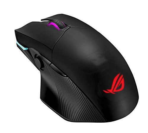 ASUS ROG Chakram Mouse Gaming RGB con 3 Tipi di connettività (Wireless/2.4 GHz/Bluetooth), 16000 DPI, Ricarica Qi, Switch Omron, illuminazionie Aura SYNC