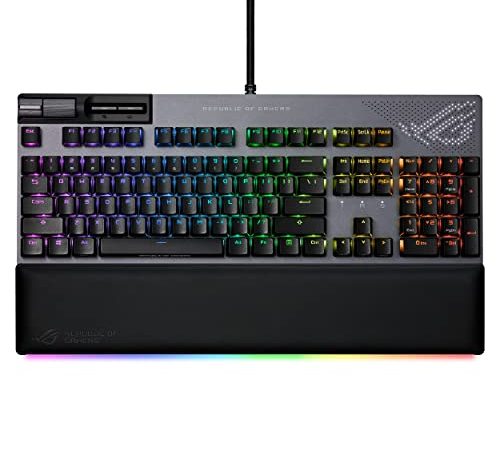 ASUS ROG Strix Flare II Animate Tastiera Gaming USB, Meccanica, Switch Sostituibili, ROG NX Rossi, Polling 8000Hz, Tasti in ABS, Display Anime Matrix, RGB, Layout Italia, Poggiapolsi, Nero