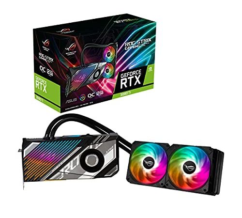 ASUS ROG Strix LC NVIDIA GeForce RTX 3080 Ti OC Edition Scheda Grafica, 12 GB GDDR6X, PCIe 4.0, HDMI 2.1, DisplayPort 1.4a, Raffreddamento a Liquido, PSU Consigliata 850W, RGB, GPU Tweak II, Nero