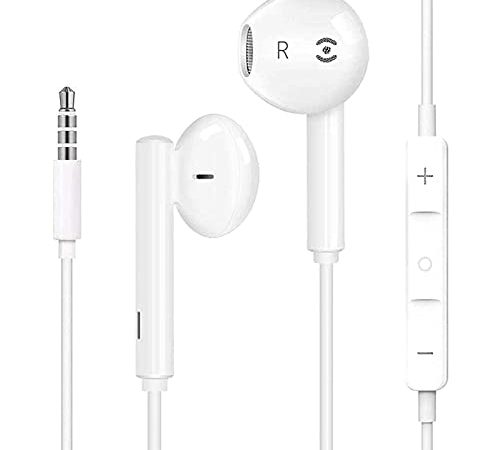 Auricolari con Filo,Cuffie Sport in-Ear Stereo con Microfono,Resistente al Sudore,Isolamento del Rumore,Bassi Potenti,Compatibile con tutti i dispositivi per cuffie da 3,5 mm