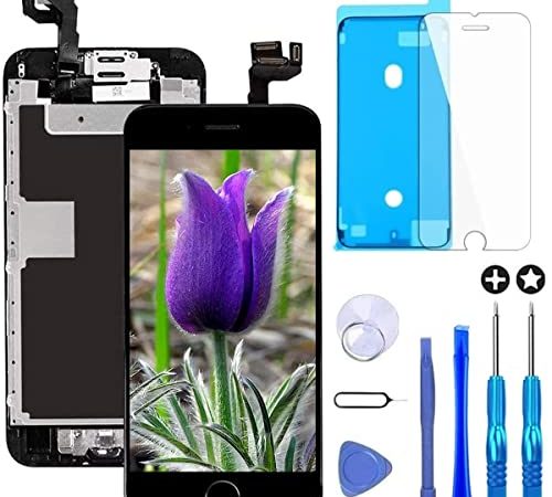 Brinonac Display per iPhone 6s Schermo 4,7 Pollici Schermo LCD Touch Parti di Ricambio con Home Pulsante, Fotocamera, Stanghetta,Sensore Flex Utensili Inclusi (Nero)