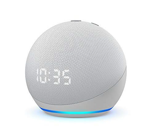 Echo Dot (4ª generazione) - Altoparlante intelligente con orologio e Alexa - Bianco ghiaccio