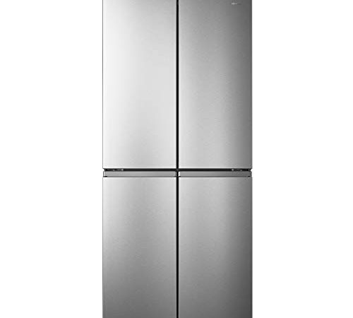 Hisense RQ563N4AI1 Frigorifero 4 Porte, Total No Frost, Capacità 432 L, 40 Decibel, Finitura Inox, 79.4 x 70 x 181 cm