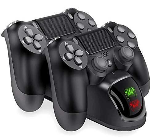 KONKY Ricarica Controller PS4 Caricabatteria, PS4 Accessori Dual USB Charging Station per PS4 Stazione di Ricarica con Indicatore LED per Playstation PS4 / PS4 Slim / PS4 Pro Charger Controller