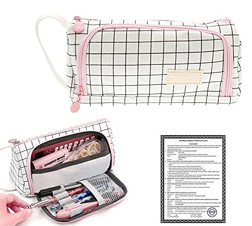 KYYLZ Astuccio Portamatite Grande Capacità,Multifunzione Astuccio per Matite,Borsa per Articoli di Cancelleria in Tela con Cerniera per Ufficio di Scuola Media College Student Teen (20 * 11 * 8.5 cm)