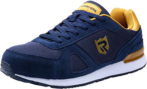 LARNMERN Scarpe Antinfortunistica Uomo Donna Estive, Punta in Acciaio Antistatico Traspirante Antiscivolo Comodo Scarpe da Lavoro (42 EU Blu)