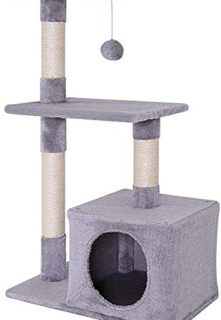 lionto Tiragraffi per gatto albero tiragraffi gatto gioco giocattolo gatti Altezza 85 cm Grigio chiaro