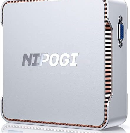 NiPoGi Mini PC Windows 11 Pro, 8GB RAM DDR4/256GB M.2 SSD, Quad Core Celeron J4125 Ufficio Fisso Desktop Computer, Support 4K UHD@60Hz, 1000 Mbps, Dual Band WIFI, 2*HDMI+1*VGA Triple Display Micro PC