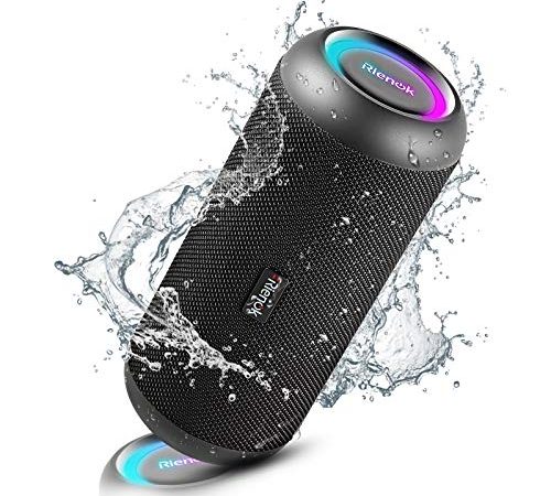 RIENOK Cassa Bluetooth Potenza 30W HD Stereo Altoparlante Bluetooth, Luce LED, Bassi Potenti, Speaker Bluetooth IP67 Impermeabile, Associazione Stereo, AUX & Micro SD e Chiamata Vivavoce, 24 Ore