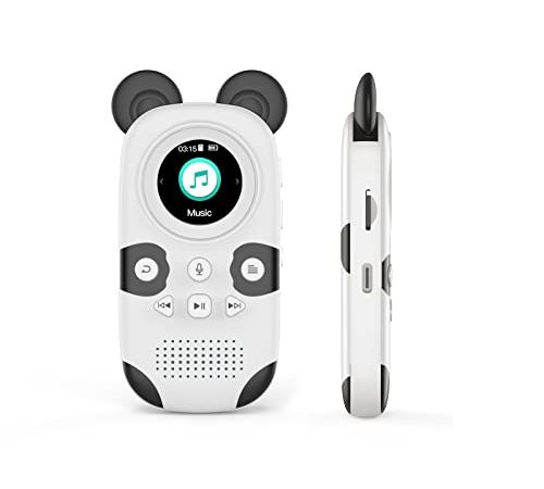 RUIZU Lettore MP3 con Altoparlante per Bambini Cute Panda Schermo TFT da 1.5 Pollici Supporto da 16 GB Scheda TF da 64 GB Bluetooth 5.0 Lettore MP3 Radio FM Sveglia Contapassi Registratore