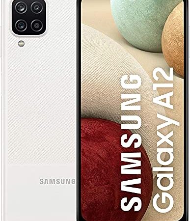 Samsung Galaxy A12, Smartphone, Display 6.5" HD+, 4 Fotocamere Posteriori, 128 GB Espandibili, RAM 4 GB, Processore Octa Core, Batteria 5000 mAh, 4G, Android 11 [Versione Italiana], Bianco