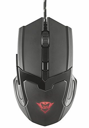 Trust Gaming GXT 101 21044, Mouse da Gioco, Illuminato a 4800 DPI, Dotato di 6 Pulsanti, Nero