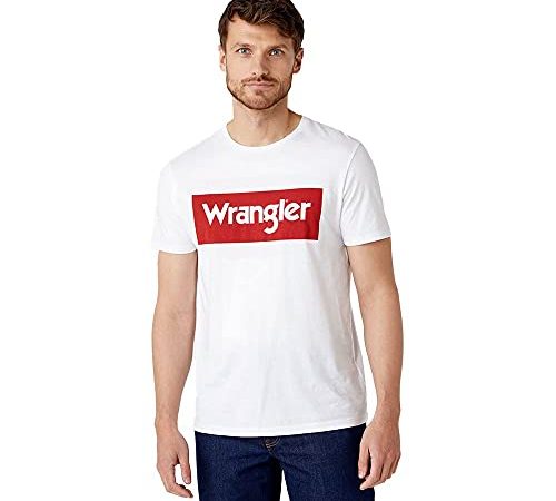 WRANGLER Logo Tee, Maglietta a Maniche Corte Uomo, Bianco (White 989), L