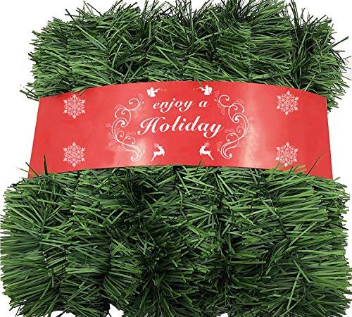 ATNKE 1600CM Ghirlanda di Natale Decorazioni - non Lit verde morbido Holiday Decor per uso esterno o interno - Premium Home Garden verde artificiale o festa di matrimonio, Scale, caminetti Decorazione