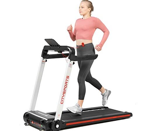 CITYSPORTS Tapis roulant,Elettrico 2HP 15 km/h, Display a LED controllabile con Luce Ambientale, Facile da spostare e riporre, Silenzioso Ufficio/Home Fitness, Nero, Taglia unica