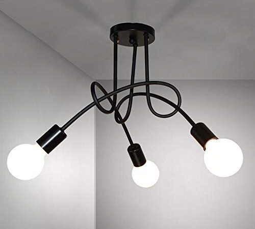 DAXGD Plafoniera moderna, Lampade da soffitto in ferro vintage E27, lampadario a LED a 3 luci per soggiorno cucina ristorante, Diametro 55 cm (Non includere lampadine)