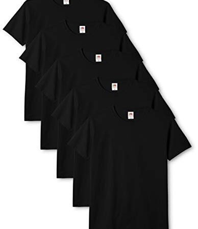 Fruit of the Loom Original T., T-Shirt Uomo, Nero (Black 36), Medium(Pacco da 5)