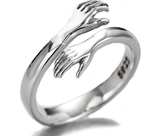 Helen de Lete, Anello originale “Come to my arm”, regolabile, in argento Sterling 925, a forma di abbraccio