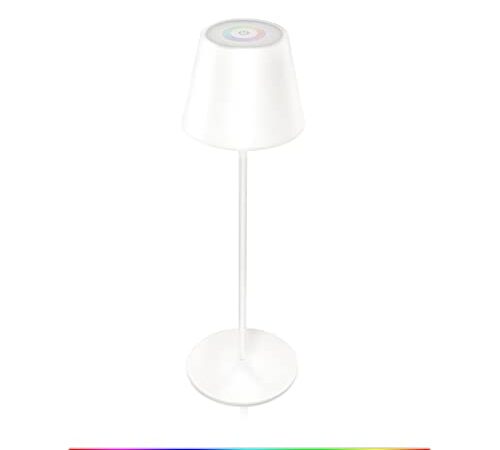 Lampada da tavolo a LED a batteria metallo portatile, dimmerabile, senza fili, con interruttore touch, in RGB, cambia colore, per camera da letto, lettura, lavoro, bar, ristoranti (bianco)