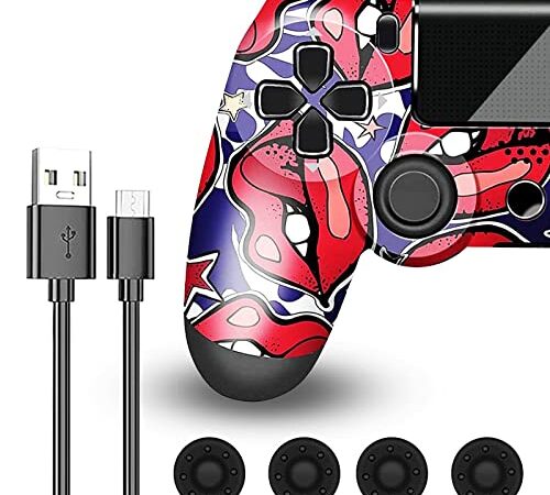 NGTOWN Controller P*S*4, Joys**CK P*S*4, Wireless Gamepad di Gioco Doppio Shock a 6-Assi con TouchPad e Jack Audio Compatibile con PS-4/PRO/Slim