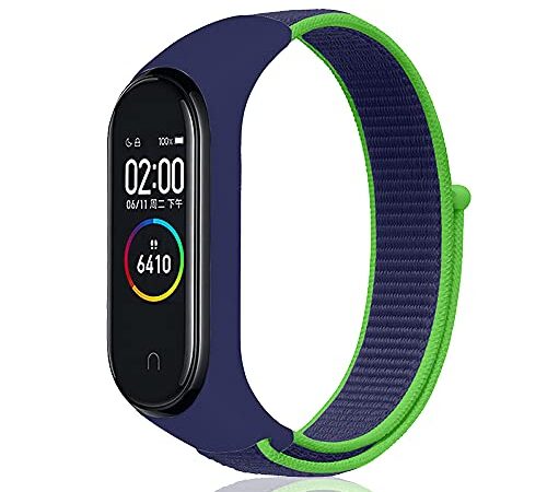 Niboow Cinturino Compatible con Xiaomi Mi Band 6/Mi Band 5/Mi Band 4/Mi Band 3/Amazfit Band 5, Nylon Regolabile Watch Band Compatible con Xiaomi Mi Band 6/Mi Band 5/4/3/Amazfit Band 5-Blu/Verde