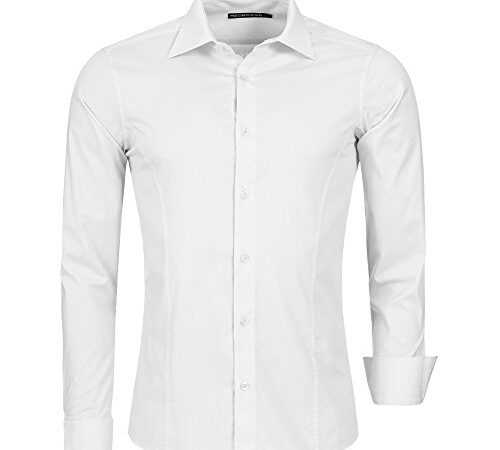 Redbridge Camicia da Uomo a Manica Lunga Facile da Stirare Elegante Casual in Cotone Elasticizzata