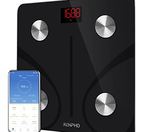 RENPHO Bilancia Pesapersone, Professionale Bilancia Impedenziometrica Bluetooth Bilancia Pesa Persona Digitale con App - Misura Peso Corporeo, Massa Grassa, BMI, Massa Muscolare, Massa Ossea, Proteine