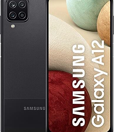 Samsung Galaxy A12, Smartphone, Display 6.5" HD+, 4 Fotocamere Posteriori, 128 GB Espandibili, RAM 4 GB, Batteria 5000 mAh, 4G, Dual Sim, Android 10, 205 g, Ricarica Rapida [Versione Italiana], Nero