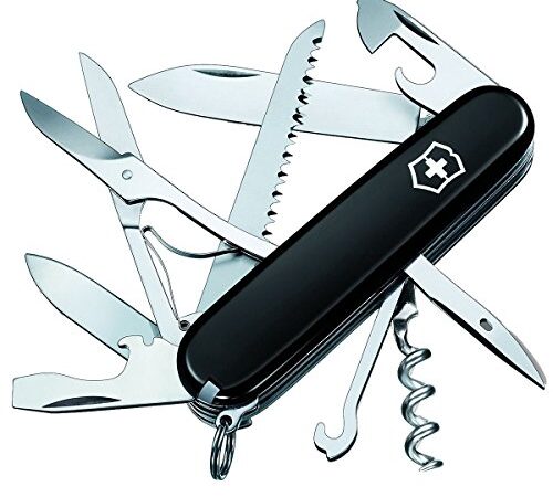 Victorinox Huntsman, coltellino svizzero (15 funzioni, forbici, seghetto per legno, cavatappi) colore nero B1