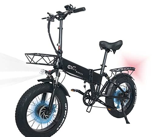 20'' Bici Elettrica Pieghevole (Doppio Motore), Il Potere Più Forte con Batteria Al Litio 15Ah 48V, Sistema Frenante a Doppio Disco a Sospensione Completa - Adatto per La Montagna