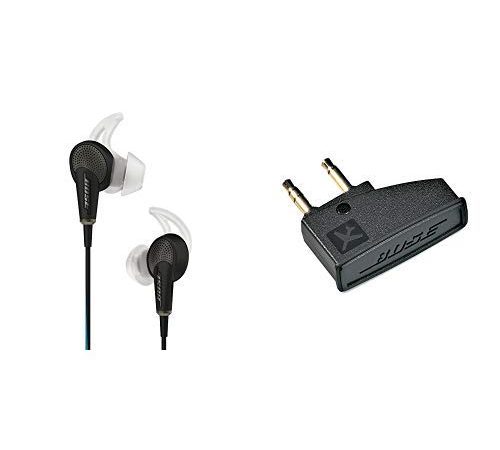 Bose QuietComfort 20 Cuffie Acoustic Noise Cancelling per dispositivi Apple, Nero + Bose Adattatore Aereo per Cuffie Bose QuietComfort 3