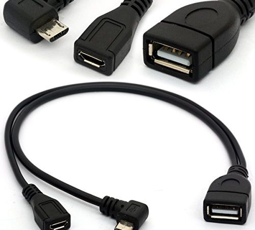 Cavo per splitter a Y USB Micro angolato Cavo per OTG Power Enhancer USB 2.0 A Micro a 90 gradi Micro USB femmina e dritto Micro adattatore on-the-go