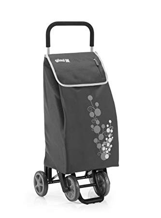 Gimi Twin Carrello Spesa, Carrello Portaspesa 4 Ruote, Portata 30 kg, Richiudibile, Saliscale, Metallo/Poliestere, Grigio, 41x53x92 cm