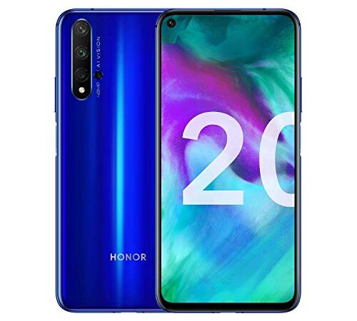 Honor 20 Smartphone, 6 GB RAM, Memoria 128 GB, Display 6.26" FHD+, 2340 x 1080 px, CPU Kirin 980, Quadrupla Fotocamera Posteriore 48+16+2+2 MP, Fotocamera Anteriore da 32 MP, Blu [Italia]