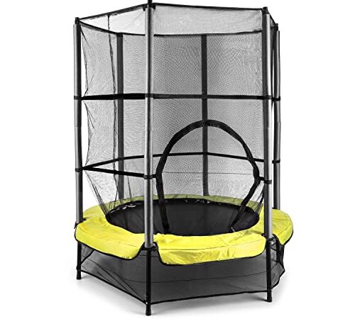 Klarfit Rocketkid Tappeto Elastico Bambini Con Recinzione, Trampolino Elastico Per Bambini da Interno/Esterno, Anti Scivolo, Rete a Baldacchino, Tappeto Elastico, Giochi Bambini 3-6 Anni, 160cm