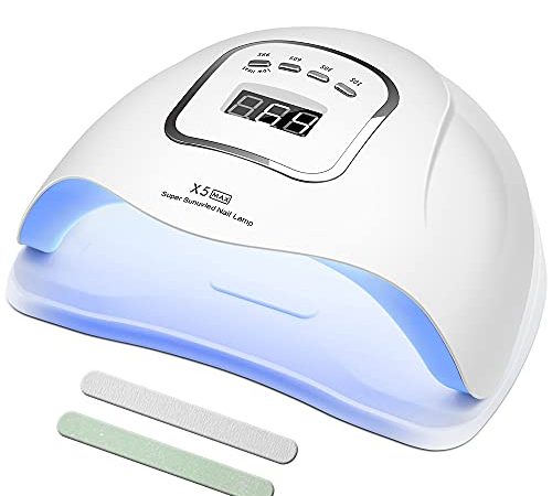 MOULEI 150W Lampada Unghie LED UV Professionale per Manicure/Pedicure, Sensore Di Avvio Automatico Con La Possibilità Di Lmpostare 4 Timer 10/30/60 / 99S