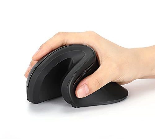 Mouse ergonomico Bluetooth dual-modes 2.4G wireless + mouse Bluetooth DPI regolabile 1000/1600/2400 verticale mouse wireless per PC/laptop/tablet, nero