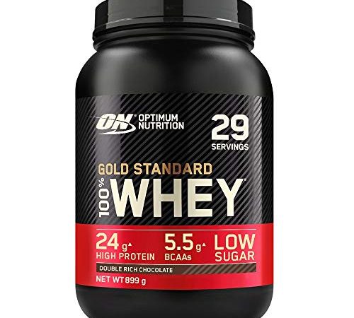 Optimum Nutrition Gold Standard 100% Whey Proteine in Polvere con Proteine Isolate ed Aminoacidi per la Massa Muscolare, Doppio Cioccolato, 29 Porzioni, 899 g, il Packaging Potrebbe Variare