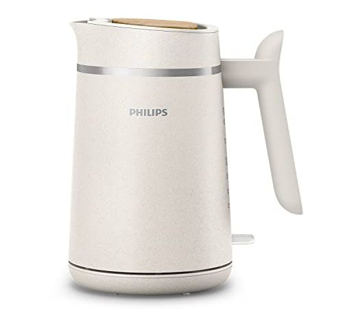 Philips Bollitore Elettrico - Eco Conscious Edition, 1,7 L, Spia Luminosa, Base Girevole, in Bioplastica, Bianco Satinato Opaco (HD9365/10)