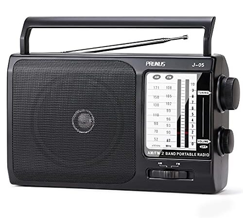 PRUNUS Radio Portatile J-05,Radio FM/AM,Transistore Radiolina Portatile,Con Altoparlante Grande,Alimentata Da Batterie O Alimentazione CA Per Uso Casa E All'aperto (Nero)