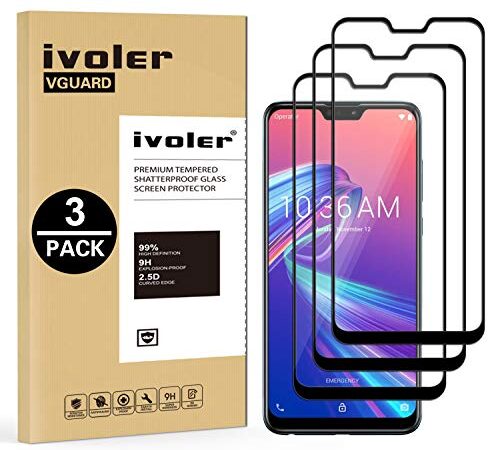 VGUARD [3 Pack] Vetro Temperato per ASUS Zenfone Max PRO (M2) ZB631KL 6.26 Pollici, [Copertura Completa] Pellicola Protettiva Protezione per Schermo per ASUS Zenfone Max PRO (M2) ZB631KL 6.26 Pollici