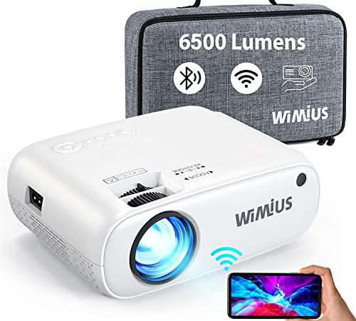 WiMiUS Proiettore WiFi Bluetooth, Mini Videoproiettore 6000 Lumen Supporto 1080P Full HD, Proiettore Portatile per Telefono Compatibile con HDMI / PS4 / USB / TV Stick, Proiettore 250" per Home Cinema