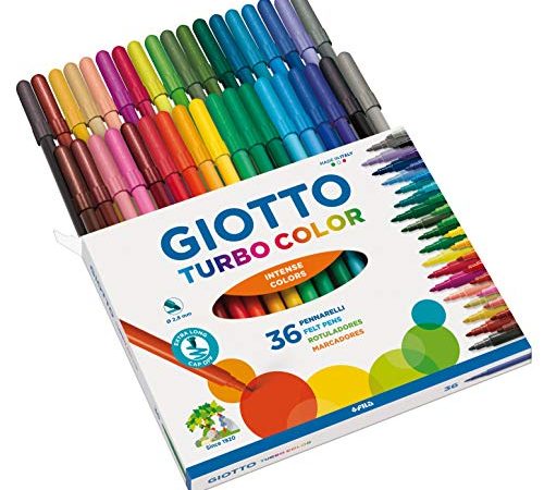 Giotto Turbo Color Pennarelli In Astuccio Da 36 Colori, Multicolore