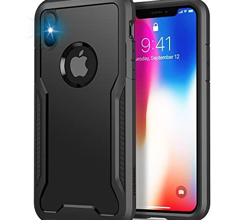 HOOMIL Cover iPhone XS, Cover iPhone X, Anticaduta Antiurto Custodia Apple iPhone XS/X Cover (5.8 Pollici), Caso Protettiva in Silicone TPU Bumper Case - Nero