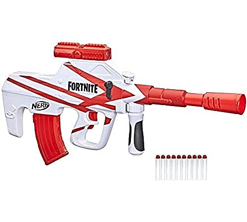 Nerf Fortnite - B-AR, blaster motorizzato con caricatore da 10 dardi e involucro Converge di Fortnite, include 10 dardi originali Nerf Elite