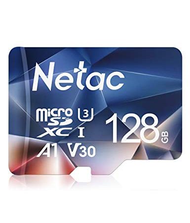 Netac 128GB Scheda Micro SD, Scheda di Memoria A1, U3, C10, V30, 4K, 667X, UHS-I Velocità fino a 100/30 MB/s (R/W) Micro SD Card per Telefono, Videocamera, Switch, Gopro, Tablet