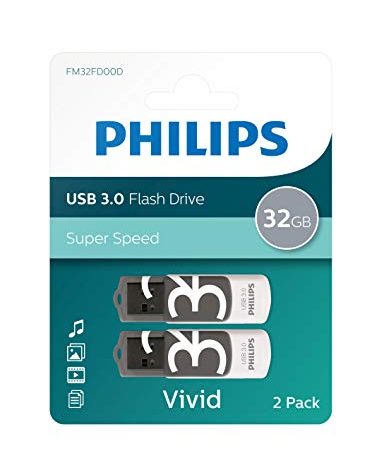 Philips - Flash Drive USB 3.0 32 GB Vivid Edition Grey 2 pezzi