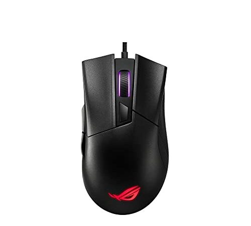 ASUS ROG Gladius II Core Mouse Gaming USB, Sensore Ottico da 6200 DPI, Design Ergonomico, Aura Sync RGB, Socket Switch Push-Fit, Switch Omron, Nero